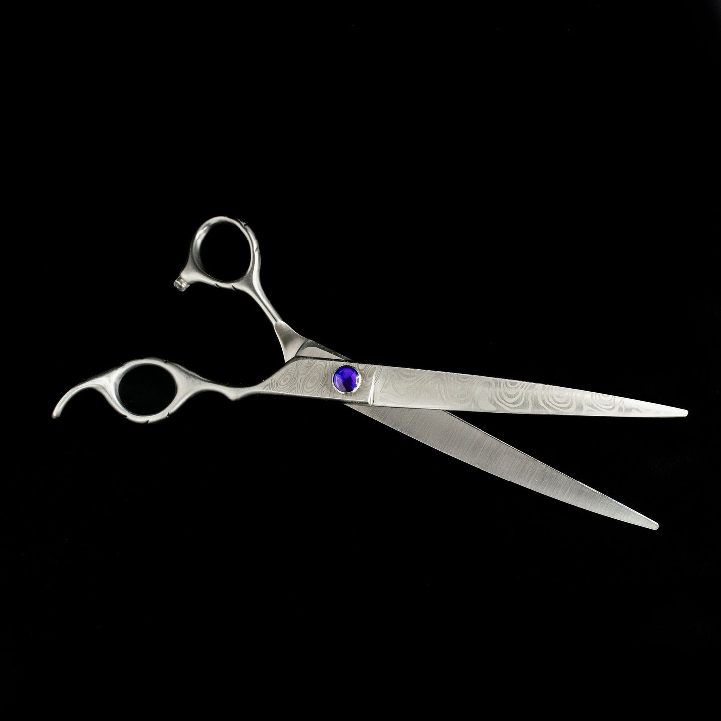 Gorgeous 8" Damascus Steel Shears Offset Handles
