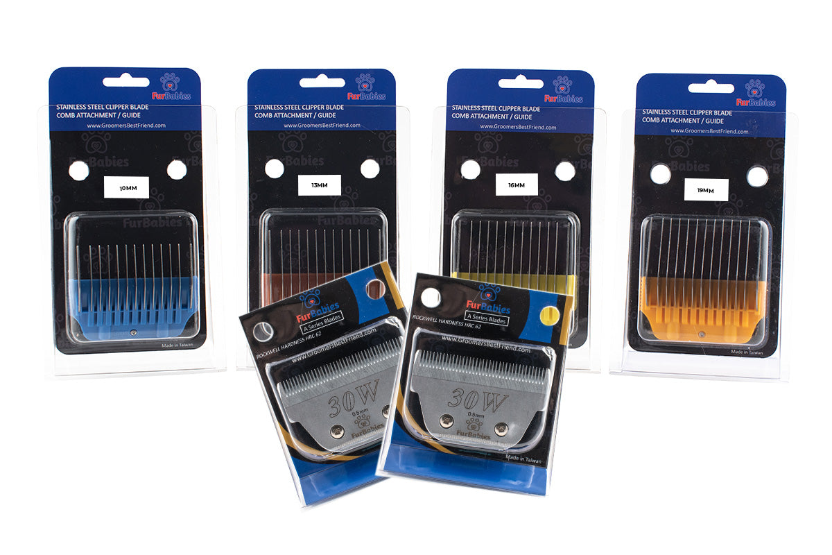 4-Pack Small FurBabies Wide Clipper Blade Combs with Blade