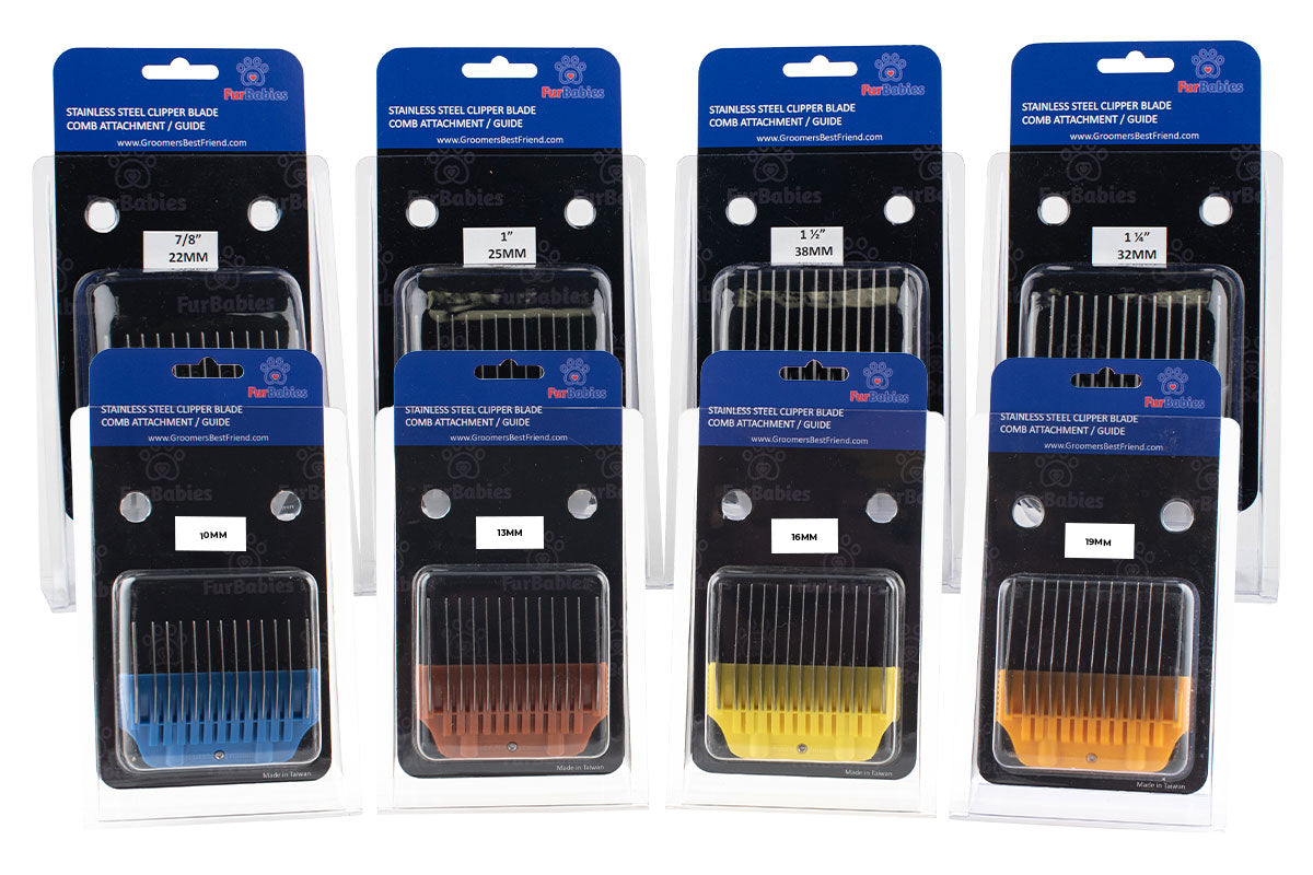 8-Pack FurBabies Wide Clipper Blade Combs (Small/Large Combo Pack)