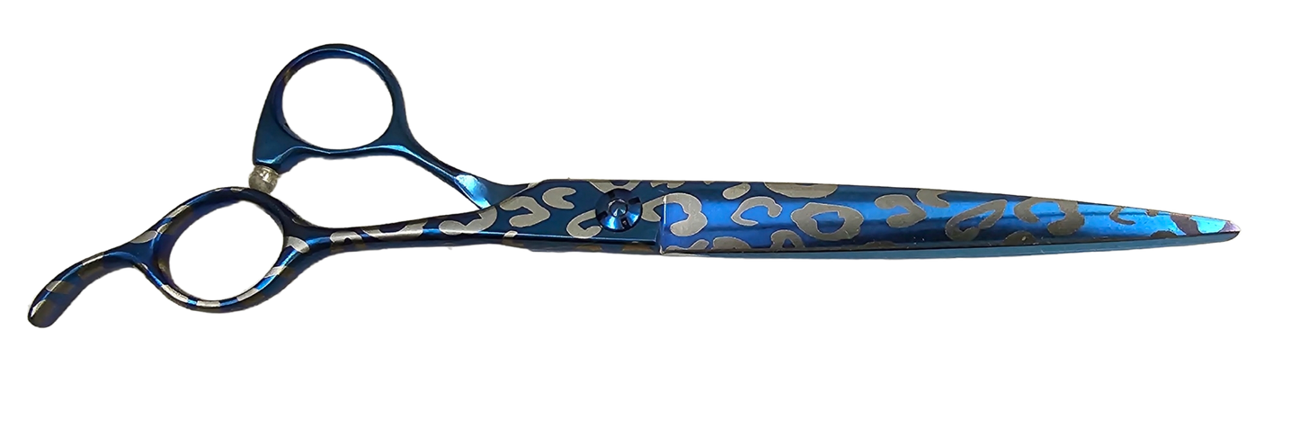 Jungle Fever 8" Metallic Blue Leopard Straight Shears