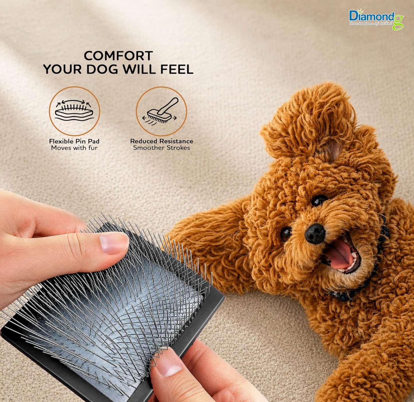 Diamondg Pet Slicker Brush for Dogs & Cats