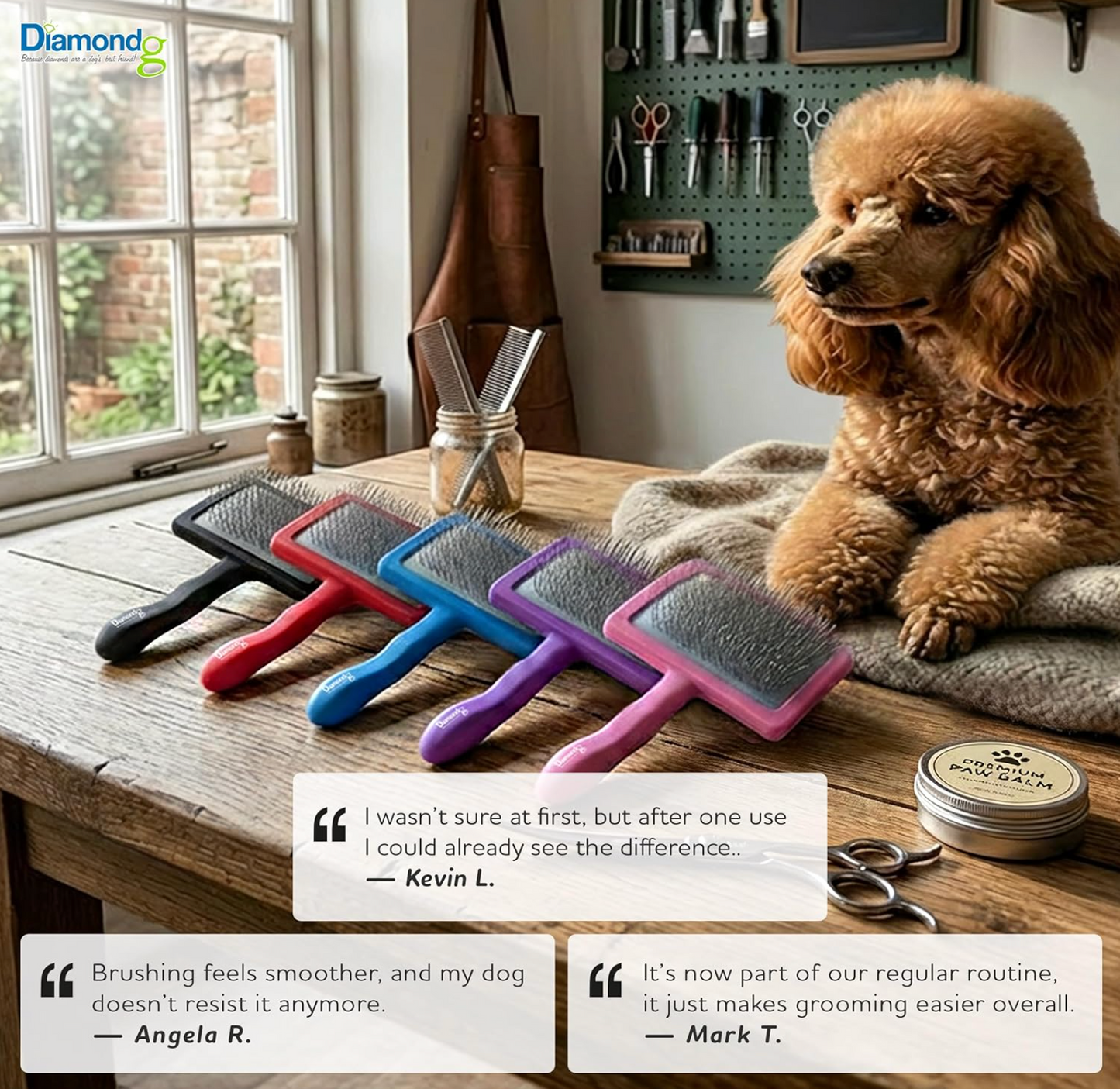 Diamondg Pet Slicker Brush for Dogs & Cats